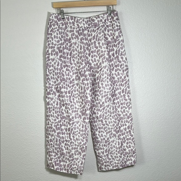 J. Crew Linen Blend Printed Cropped Pants 8 - Picture 1 of 7